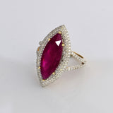 Elegant & Premium Marquise Ruby radiance framed with brilliant round diamonds — a statement of timeless luxury. (GDR0355)