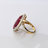 Elegant & Premium Marquise Ruby radiance framed with brilliant round diamonds — a statement of timeless luxury. (GDR0355)
