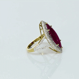 Elegant & Premium Marquise Ruby radiance framed with brilliant round diamonds — a statement of timeless luxury. (GDR0355)