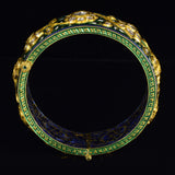 Kada in Green Enameled work in 18k gold  with uncut diamond it's a very intricate and timeless design - KMB0482