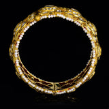 White patla with uncut diamond in 18k gold with pearls.This particular Patla is crafted using 18k gold and is adorned with beautiful uncut diamonds. - KMB0536