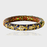 Discover the artistry of tradition with our Multi-Color Enameled Kada adorned with Diamond Polki - (KMB0573)