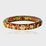 Discover the artistry of tradition with our Multi-Color Enameled Kada adorned with Diamond Polki - (KMB0573)