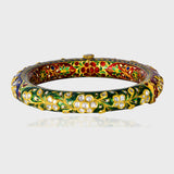 Discover the artistry of tradition with our Multi-Color Enameled Kada adorned with Diamond Polki - (KMB0573)