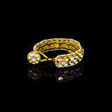Luxurious handcrafted gold Pounchi Bangle adorned with intricate polki diamond floral motifs and bordered with delicate pearls. A perfect blend of traditional artistry and royal elegance.(KMB0581)