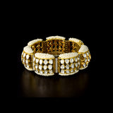 A regal gajra bracelet adorned with uncut polki diamonds, sparkling rounds, and delicate pearls—crafted to celebrate timeless heritage. (KMBR0149)