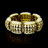 A regal gajra bracelet adorned with uncut polki diamonds, sparkling rounds, and delicate pearls—crafted to celebrate timeless heritage. (KMBR0149)
