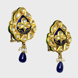 Blue Meena Tops, adorned with uncut diamonds and accented by  sapphire drops. (KME2055)