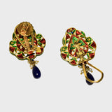 Blue Meena Tops, adorned with uncut diamonds and accented by  sapphire drops. (KME2055)