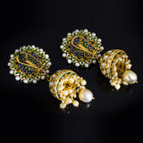 Karnphool eearrings with jhoomki pair in 18k gold and uncut diamond with pearls This Karnphool with Jhoomki pair in Diamond - KME2192