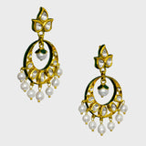 Ekposta Chandbali Earrings with Uncut Diamonds and Pearls - (KME2319)
