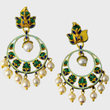 Ekposta Chandbali Earrings with Uncut Diamonds and Pearls - (KME2319)