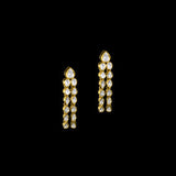 Elegant and timeless, this white two-line connected long necklace and earring pair features dazzling uncut diamonds. Perfect for adding grace and sparkle to weddings, festive events, or special celebrations.(KMNE3590) + (KME2373)
