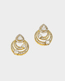 A fusion-style chandbali earring pair crafted with round brilliant diamonds and diamond polki, blending traditional elegance with contemporary finesse. Intricate detailing and graceful curves make it perfect for weddings and festive occasions. (KME2426)