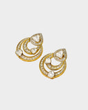 A fusion-style chandbali earring pair crafted with round brilliant diamonds and diamond polki, blending traditional elegance with contemporary finesse. Intricate detailing and graceful curves make it perfect for weddings and festive occasions. (KME2426)