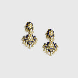 Elevate your style with this exquisite blue Meena Pankhi necklace and earring set, featuring uncut diamonds and delicate pearls. A timeless blend of traditional artistry and elegance, perfect for festive and bridal occasions.(KMNE3625) + (KME2445)