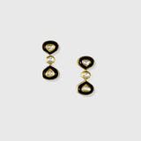 This elegant necklace features sparkling diamond Polki paired with bold black onyx, blending traditional charm with modern style. Handcrafted with precision, it's perfect for festive occasions or evening wear.(WDN1219) + (KME2448)