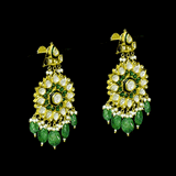 Diamond Polki, Emerald & Pearl Chandbalis Exquisite Diamond Polki chandbalis adorned with vibrant emerald drops and delicate pearls, blending timeless heritage, regal elegance, and masterful craftsmanship for every celebration.(KME2535)