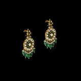 Diamond Polki, Emerald & Pearl Chandbalis Exquisite Diamond Polki chandbalis adorned with vibrant emerald drops and delicate pearls, blending timeless heritage, regal elegance, and masterful craftsmanship for every celebration.(KME2535)