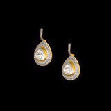 Diamond Polki Drop Earrings Designed to captivate, these drop earrings showcase luminous Diamond Polki framed by brilliant round diamonds, creating a graceful silhouette with modern sophistication and effortless sparkle.(KME2544)