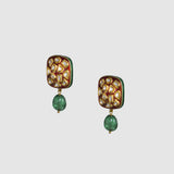 Timeless diamond polki tops adorned with rich red meenakari and elegant emerald maniya drops, celebrating heritage craftsmanship with refined sophistication.(KME2548)