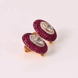 A striking fusion of natural Polki diamonds, sparkling round diamonds, and rich rubies, crafted for effortless luxury.(KME2558)