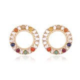 Inspired by tradition, these Navratan and Polki diamond earrings bring vibrant colour, elegance, and timeless charm to every look.(KME2559)