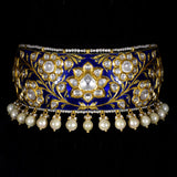 Necklace with Uncut Polki Diamond, Japanese Pearls and Pearls-KMNE2831