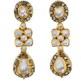 Ekposta necklace with earring pair in partash work with Diamond polki and Diamond round KMNE2944