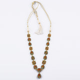 Ekposta necklace with earring pair in partash work with Diamond polki and Diamond round KMNE2944