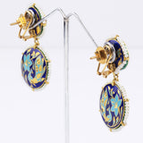 Blue meena flat hasli with earring pair with Diamond polki  KMNE2971
