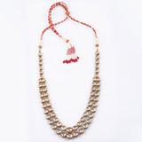 Double line necklace with Diamond polki and Red talf KMNE3006
