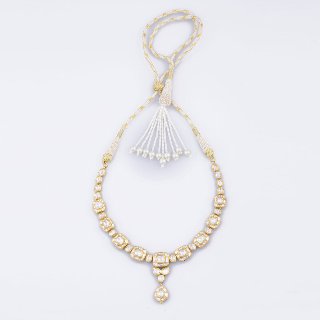 Necklace and earring pair with Diamond polki  Design number KMNE3020