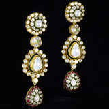 Necklace and  earring pair in 18k gold and big  uncut diamonds and colour stones. - KMNE3148