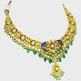 Graceful Splendor: Explore the allure of our multi-enameled peacock design necklace and earring set - (KMNE3352)