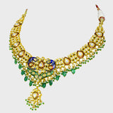 Graceful Splendor: Explore the allure of our multi-enameled peacock design necklace and earring set - (KMNE3352)