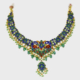 Graceful Splendor: Explore the allure of our multi-enameled peacock design necklace and earring set - (KMNE3352)