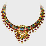 Timeless Traditional Hasli Style Necklace and Long Earring - (KMNE3410)