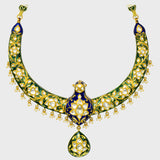 Experience the Beauty of Tradition with this Peacock Design Hasli Necklace and Earring Pair - (KMNE3422)