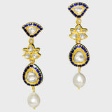 Radiant Elegance: Adorn yourself with this exquisite blue enameled necklace and earring set - (KMNE3425)