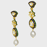 Radiant Elegance: Adorn yourself with this exquisite blue enameled necklace and earring set - (KMNE3425)