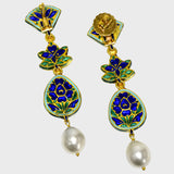 Radiant Elegance: Adorn yourself with this exquisite blue enameled necklace and earring set - (KMNE3425)