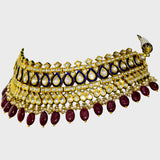 Indulge in timeless sophistication with our semi-choker necklace and earring pair - (KMNE3435)