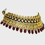 Indulge in timeless sophistication with our semi-choker necklace and earring pair - (KMNE3435)