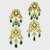 Embrace Opulence: Introducing our Green Meena Big Necklace and Earring Pair - (KMNE3442)