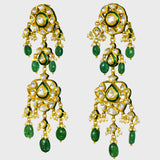 Embrace Opulence: Introducing our Green Meena Big Necklace and Earring Pair - (KMNE3442)
