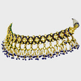 Discover elegance redefined with our exquisite blue enameled sleek choker necklace and earring pair - (KMNE3452)