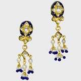 Discover elegance redefined with our exquisite blue enameled sleek choker necklace and earring pair - (KMNE3452)