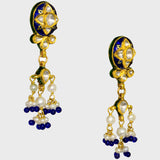 Discover elegance redefined with our exquisite blue enameled sleek choker necklace and earring pair - (KMNE3452)