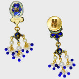 Discover elegance redefined with our exquisite blue enameled sleek choker necklace and earring pair - (KMNE3452)